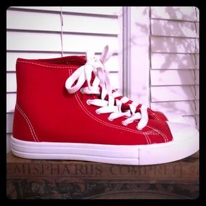 Red high top sneakers